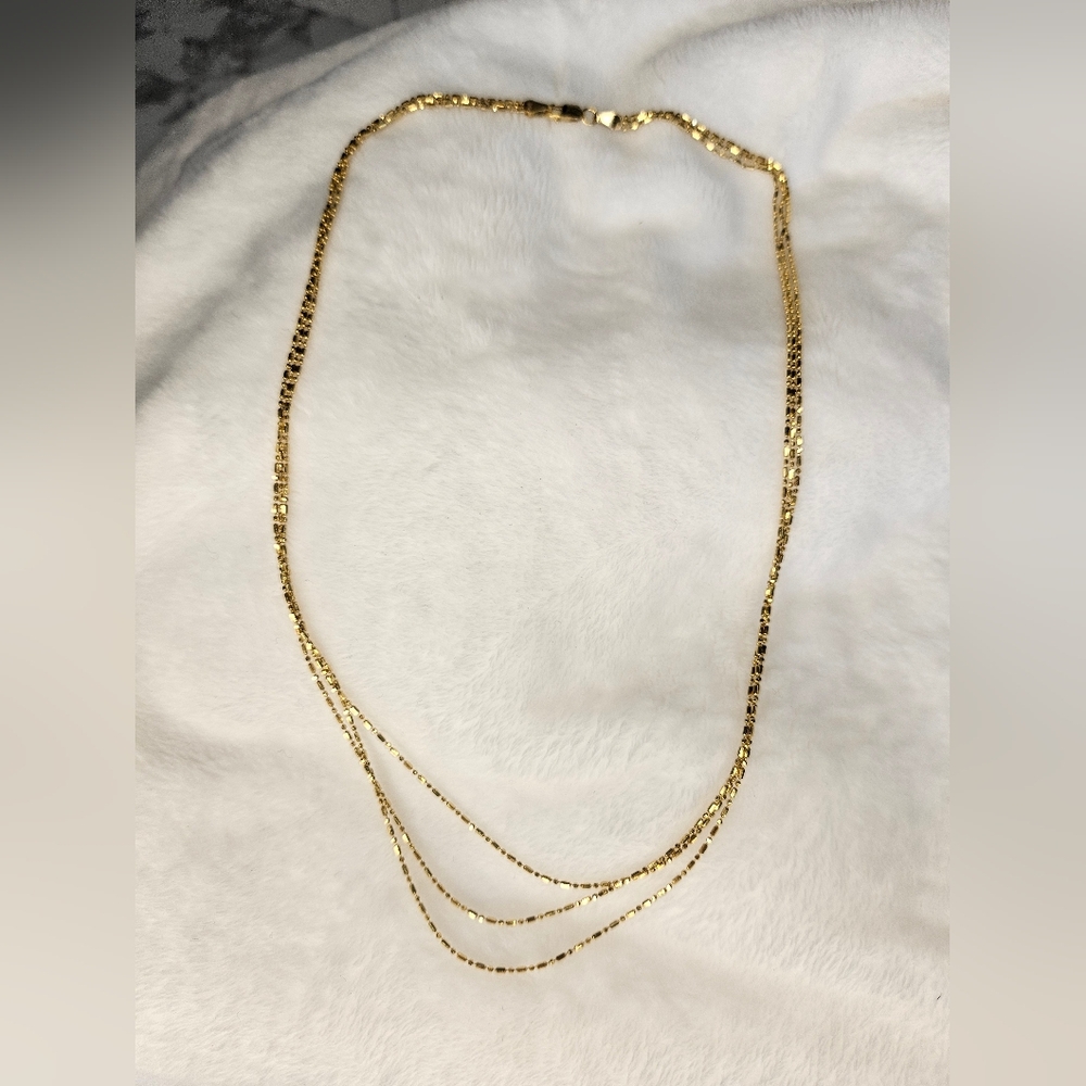 14 k gold, 3 Layered chain necklace